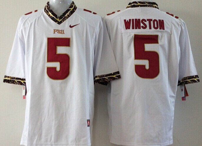 Men Florida State Seminoles FSU 5 Winston White Nike 2025 NCAA Jersey